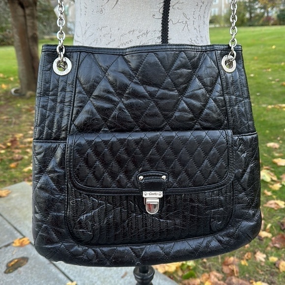 coach Poppy Quilted Black Leather Slim Tote - Picture 2 of 16